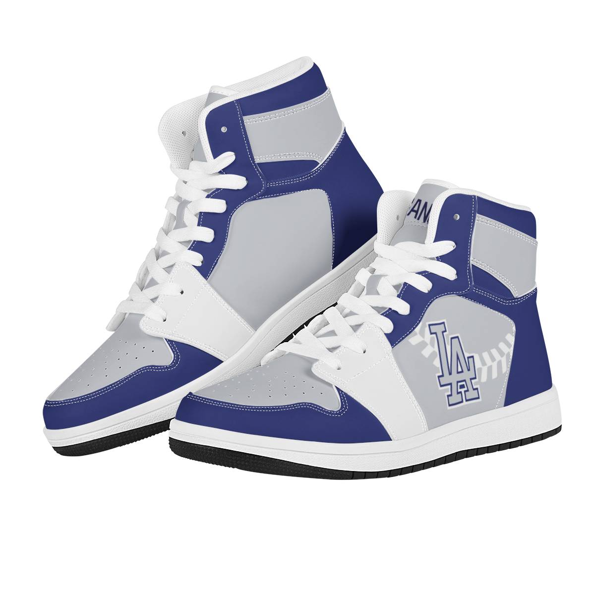 Women's Los Angeles Dodgers High Top Leather AJ1 Sneakers 003
